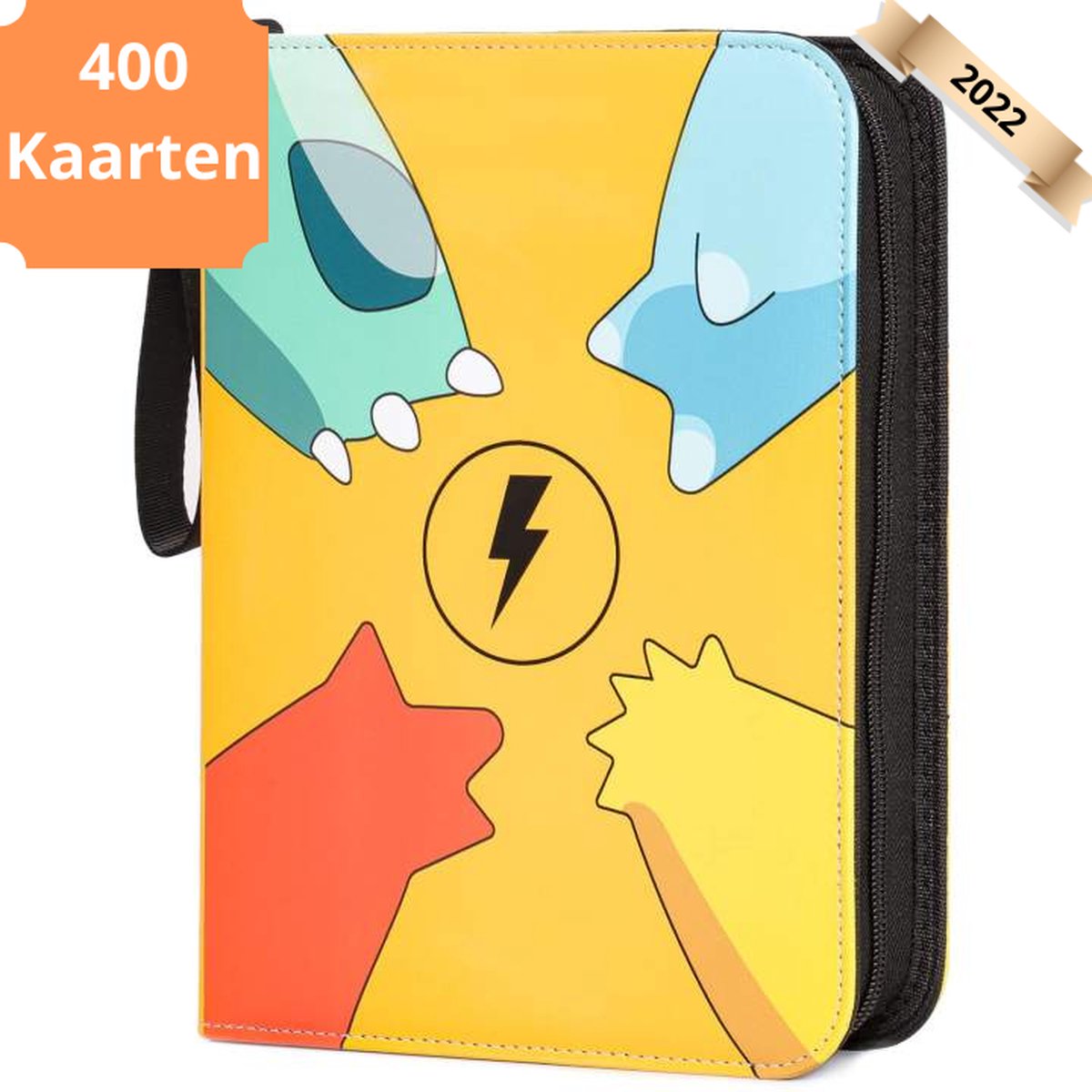Ruilkaartenalbum voor voetbal, ringmap, kaarthouder, geschikt voor 400 kaarten met 50 afneembare hoezen, draagtasmapalbum, boekmap opbergorganizer (stuur vier voetbalkaarten willekeurig