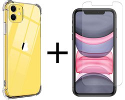 Hoesje Geschikt voor Apple iPhone 11 Schokbestendig Transparant Hoesje + Gratis 9H Tempered Glass Screen Protector