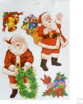 Set van 3 stuks Raamstickers - Kleuren. Groen/Rood/Wit/Glitter - Aan beide zijdes van het raam zichtbaar - Kerstfeest - Kerstbomen - Kerstman - Sneeuwpop - Arrenslee - Kerstcadeau