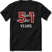 51 Years - Feest kado T-Shirt Heren / Dames - Rood / Grijs - Perfect Verjaardag Cadeau Shirt - grappige Spreuken, Zinnen en Teksten. Maat XXL