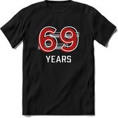 69 Years - Feest kado T-Shirt Heren / Dames - Rood / Grijs - Perfect Verjaardag Cadeau Shirt - grappige Spreuken, Zinnen en Teksten. Maat 3XL