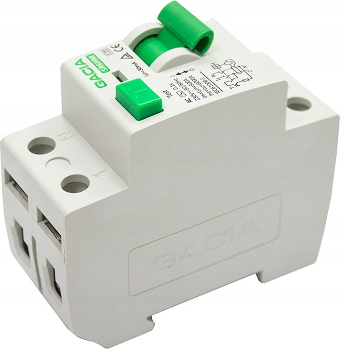 ZOREI Aardlekschakelaar 2P 2-polig – 30 MA, 6kA – 25A – Voor 2 DIN-modules – Pure Differentiële Bescherming