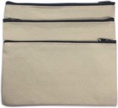3 stuks blanco stoffen zakjes-travel-make-up tas voor onderweg, pennenetui, canvas, met rits, personaliseren