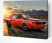 Schilderen Op Nummer Volwassenen DIY Paint By Number Compleet Hobby Pakket op Frame met Vernis - ®Arty Bee - Ford Mustang 50x40cm