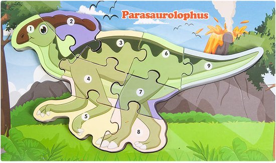 Houten Dinosaurus Puzzel - Parasaurolophus - Speelgoed