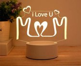 Lamp Moederdag quote 'I love you mom' | liefdescadeau | cadeau voor haar | Moederdag lampje |