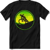 Pedal Pusher | TSK Studio Mountainbike kleding Sport T-Shirt | Limegroen | Heren / Dames | Perfect MTB Verjaardag Cadeau Shirt Maat XL