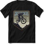 Crosscountry | TSK Studio Mountainbike kleding Sport T-Shirt | Grijs | Heren / Dames | Perfect MTB Verjaardag Cadeau Shirt Maat M