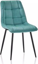 Colenis - Maria Eetkamerstoel - Set Van 4 - Turquoise - Fluweel - Velvet - Industrieel