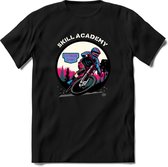Skill Academy | TSK Studio Mountainbike kleding Sport T-Shirt | Blauw - Roze | Heren / Dames | Perfect MTB Verjaardag Cadeau Shirt Maat S