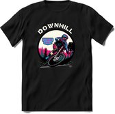Downhill | TSK Studio Mountainbike kleding Sport T-Shirt | Blauw - Roze | Heren / Dames | Perfect MTB Verjaardag Cadeau Shirt Maat M