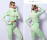Levabe Dames Sportlegging - Yoga pants - volledige set - sport outfit -  Gym suit - elastische band - sportkleding - hardloop - Fitness - Groen - Maat S