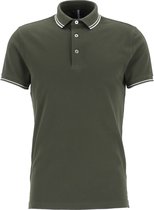 Profuomo slim fit polo - stretch katoen pique - donker groen -  Maat: M