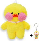 Lalafanfan knuffel eend + leuke sleutelhanger - Duck - pasen - knuffel - Knuffel Eend - Pluche - Paper Duck - Paperduck - Kawaii - 30cm