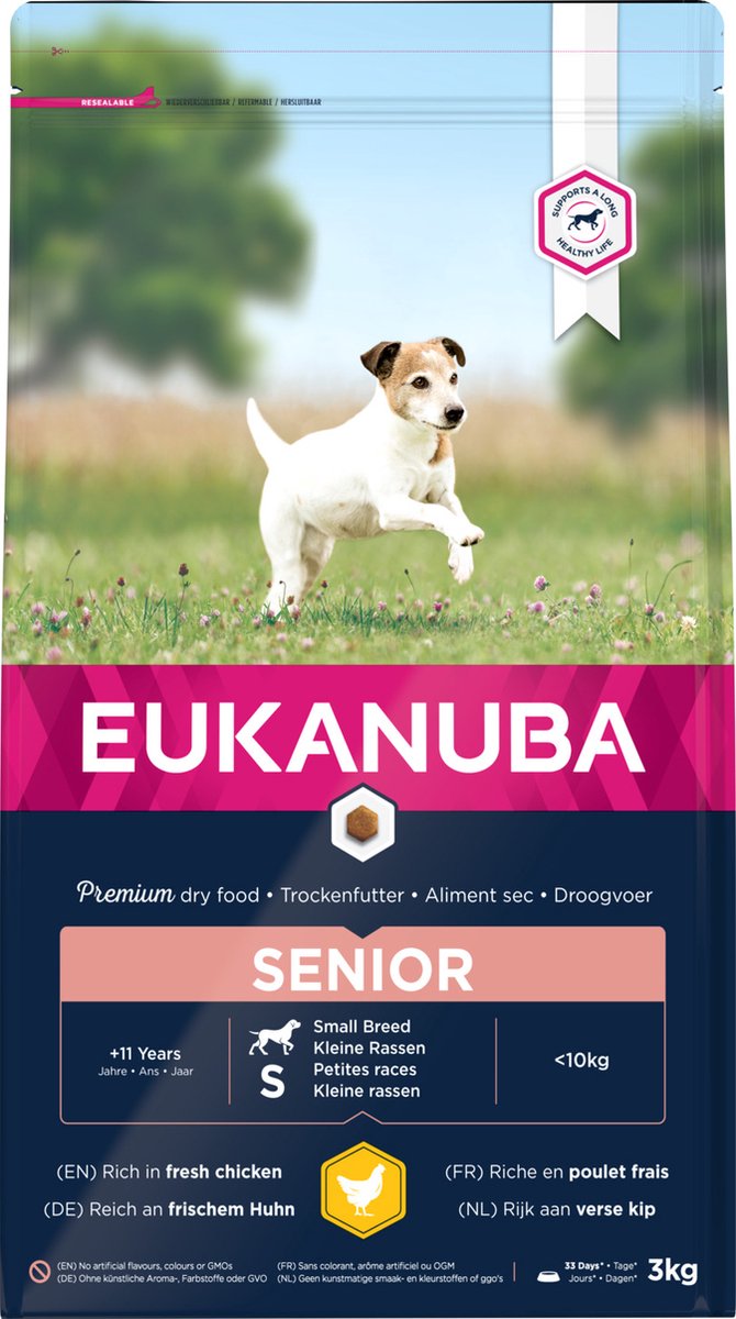 3kg Senior Small Breed Kip Eukanuba Caring Hondenvoer