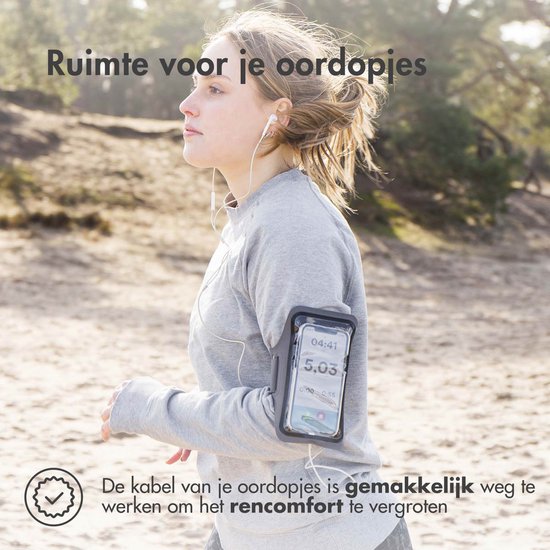 iMoshion Hardloop telefoonhouder - Hardloopband -  Universele Sportarmband - Ruimte voor pasje en sleutel - van 5 t/m 6,1 inch - Zwart