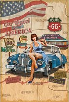 Wandbord - Car Travel Trough America - 20x30cm