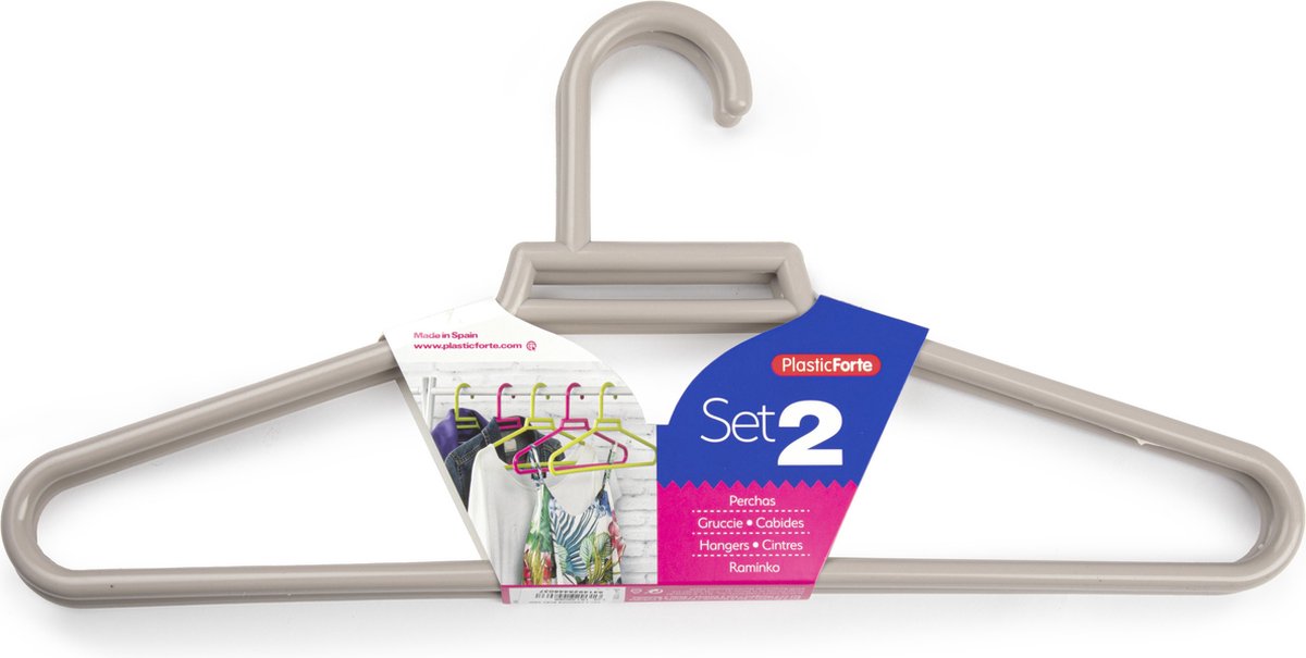 Plasticforte Kledinghangers - 14x - taupe - kunststof - 41 cm