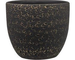 Ter Steege Plantenpot/Bloempot Lava Stone - zwart - D15 x H13 cm - binnen