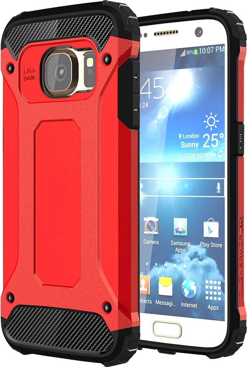 Mobigear Hoesje geschikt voor Samsung Galaxy S7 Telefoonhoesje Hardcase | Mobigear Outdoor Backcover Shockproof | Schokbestendig Galaxy S7 Telefoonhoesje | Anti Shock Proof - Rood