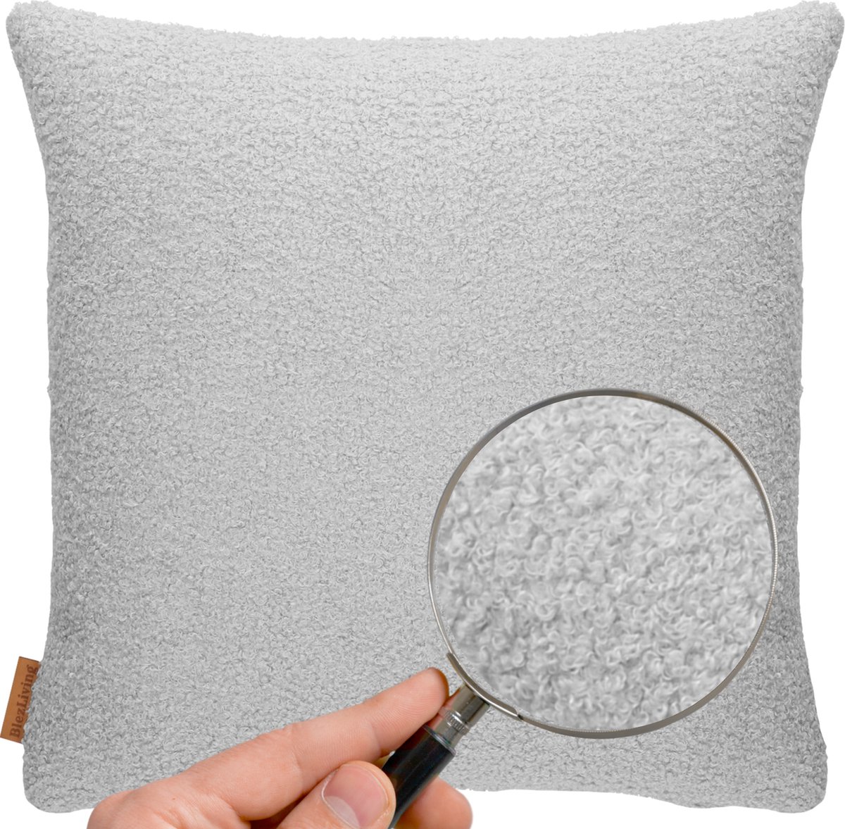 COHOSO Sierkussen Teddy Bouclé Licht Grijs 60x60 cm