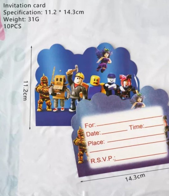 10 Stuks Verjaardag Uitnodigingskaartjes Roblox