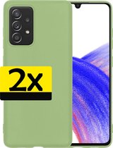 Hoesje Geschikt voor Samsung A33 Hoesje Siliconen Case - Hoes Geschikt voor Samsung Galaxy A33 Hoes Siliconen - Groen - 2 Stuks