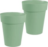2x stuks bloempotten Toscane kunststof groen D44 x H53 cm - 50 liter - Potten/plantenpotten