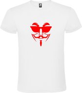 Wit T shirt met print van " Vendetta " print Rood size XXXXXL