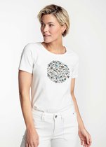 Tramontana | T-Shirt Flower Paillet | Off White | Maat M