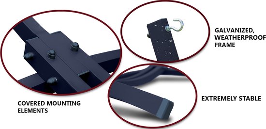 Potenza® Hangmat met standaard – 2 persoons – VERZINKT METALEN frame tot 220 kg - WEERBESTENDIG - Grande Premium Roma