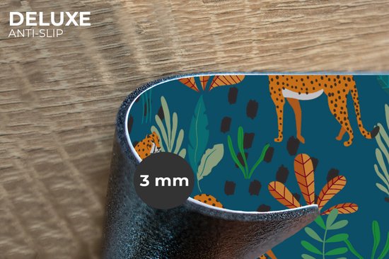 Set de table - Napperons en plastique - Motifs - Tiger - Plantes - 45x30 cm - 6 pièces - Résistant à la chaleur - Antidérapant - Coussinet - Amovible