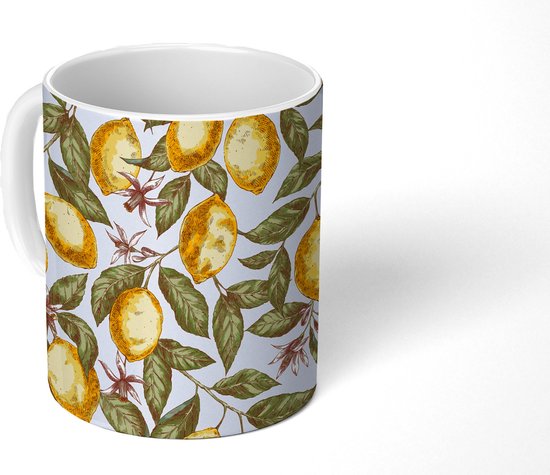 Tasse - Tasse à café - Motif - Fleurs - Citrons - Agrumes - Tasses - 350 ML - Tasse - Tasses à café - Tasse à thé - Décoration Sinterklaas - Cadeaux pour enfants - Chaussures cadeaux Sinterklaas