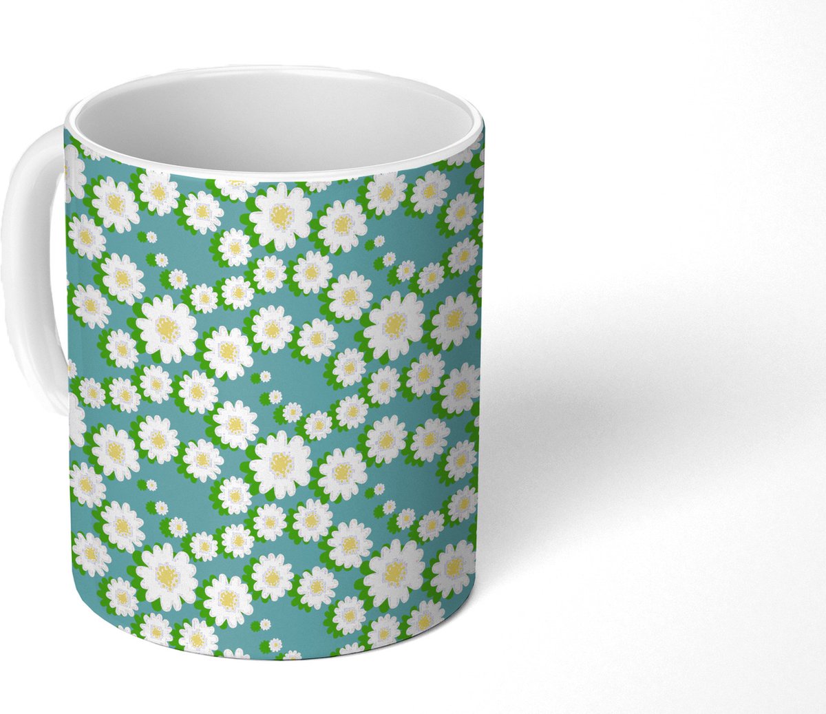 Mok - Koffiemok - Bloemen - Patroon - Madelief - Mokken - 350 ML - Beker - Koffiemokken - Theemok