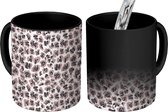 Magische Mok - Foto op Warmte Mokken - Koffiemok - Panterprint - Roze - Grijs - Patronen - Magic Mok - Beker - 350 ML - Theemok