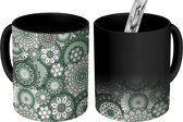 Magische Mok - Foto op Warmte Mokken - Koffiemok - Bloemen - Groen - Patronen - Magic Mok - Beker - 350 ML - Theemok