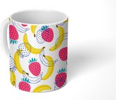 Mok - Koffiemok - Patronen - Banaan - Aardbei - Fruit - Mokken - 350 ML - Beker - Koffiemokken - Theemok