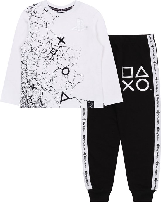 Wit-zwarte jongenspyjama met lange mouwen - PlayStation