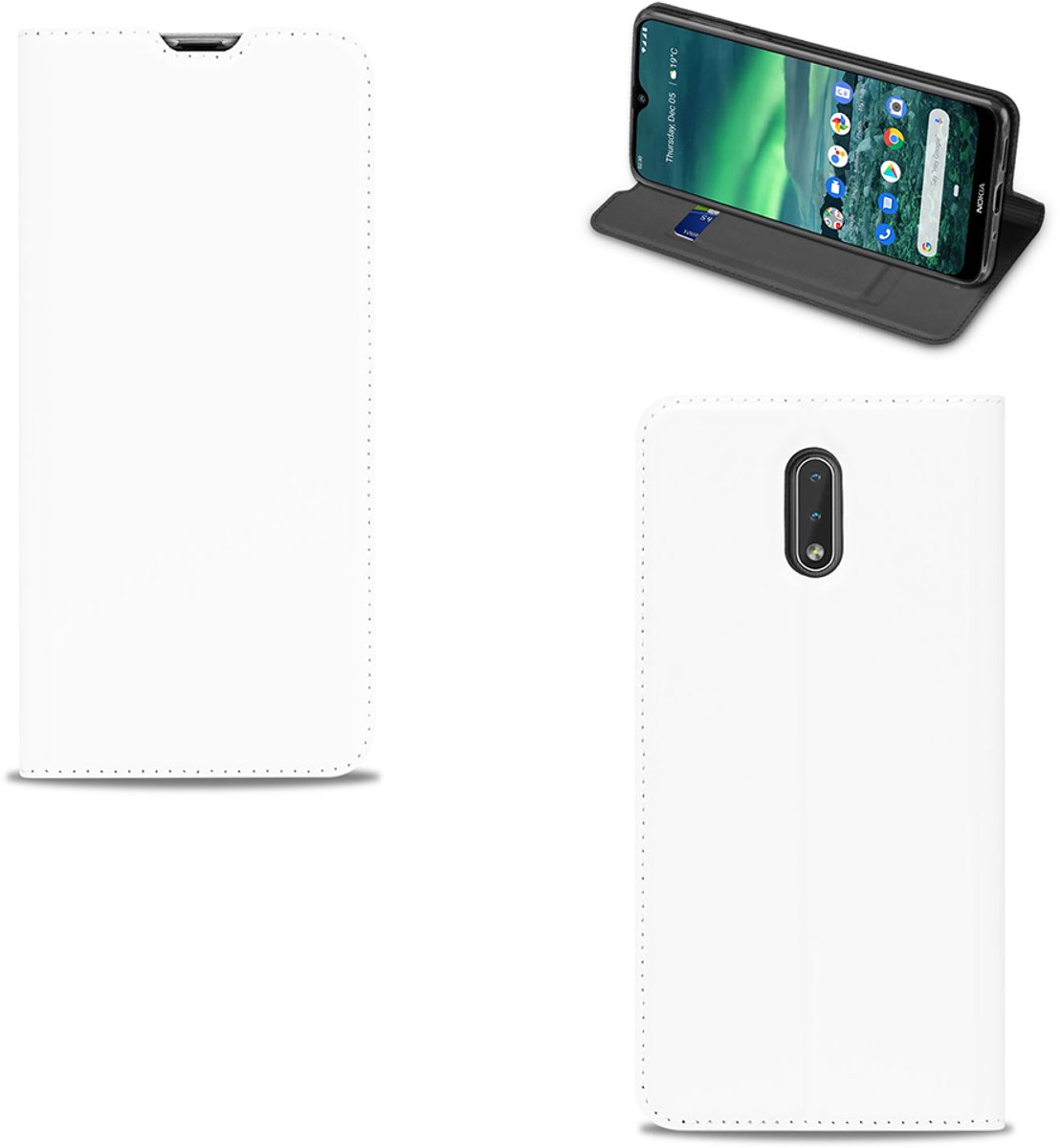 Nokia 2.3 Bookcover Hoesje Wit met Pashouder