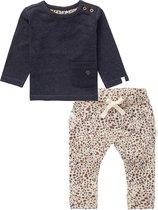 Noppies - Kledingset - 2delig - broek taupe met panterprint - shirt antraciet grijs - Maat 74