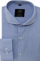 Vercate - Strijkvrij Overhemd - Lichtblauw - Slim Fit - Jacquard Katoen - Lange Mouw - Heren - Maat 41/L