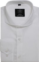 Vercate - Strijkvrij Overhemd - Wit - Slim Fit - Twill Katoen - Lange Mouw - Heren - Maat 37/S