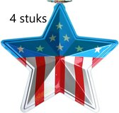 4 x Kunststof wand decoratie ster van vlag Amerika/USA 45 cm - Feestartikelen en versieringen