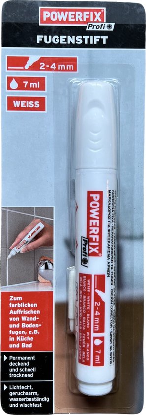 Powerfix Voegenstift - Voegenpen - Voegenwit- Wit - Extra groot   -   Voegenmarker - Voegenverf - voegen verven schilderen  - voegenfris - voegenreiniger - voegen verf - tegelvoegen schoonmaken schoonmaakmiddel - tegelvoeg voeg stift marker pen