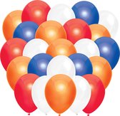 Ballonnen Mix Metallic Rood | Wit | Blauw | Oranje (40ST) | Partylove.nl | Ballonnen Mix Nederland