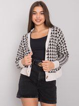 Licht Beige met Zwart Dames Gebreide Vest Maat S/M