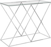 Sidetable 90x40x75 cm roestvrij staal en glas zilver