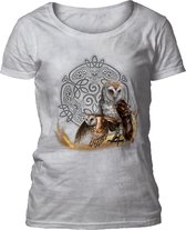 Ladies T-shirt Celtic Owl Magic White L