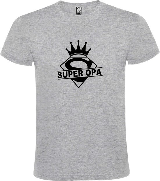 Grijs T shirt met print van "Super Opa " print Zwart size XS