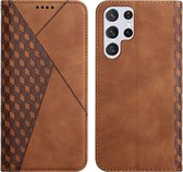 Samsung Galaxy S22 Ultra Book Case - PU Lederen Telefoonhoesje - Pasjeshouder - Bruin